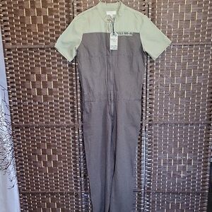 Triple Five Soul Two-Tone Jumpsuit in Gray and Cream